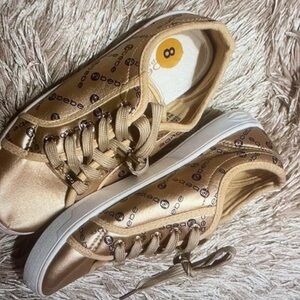 BEBE Gold Low Top Fashion Sneakers size 8